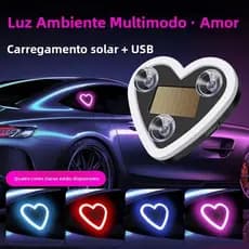 Luz Interior Do Carro Em Forma De Coração Neon , Alimentada Por Energia Solar E USB , Decoração Automotiva Romântica