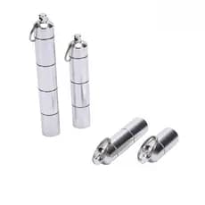 Caixa de armazenamento de comprimidos em alumínio em formato de cápsula de 17mm, recipiente à prova d'água com chaveiro.