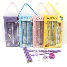 8 peças/caixa Nova caixa de presente de material escolar portátil Sanrio Mymelody Kuromi Cinnamoroll Pom Purin para jard