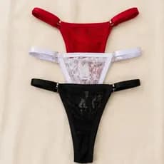 Kit com 3 Tangas em Renda Com Regulagem Forro 100% Algodao Dia dos Namorados
