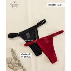 Kit com 3 Tangas em Tule Regulável Veste do P ao GG Feminina Dia dos Namorados Moda Íntima af