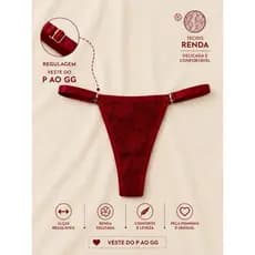 Kit com 3 Tangas em Renda Com Regulagem Forro 100% Algodao Dia dos Namorados af