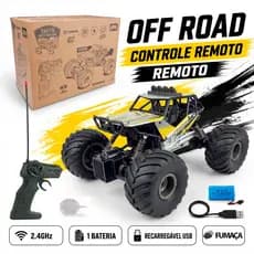 Carrinho Controle Remoto Recarregável Off Road 1:14 Fumaça LED Luzes 4x4 Brinquedo Infantil Menino