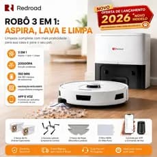 Robô Aspirador Inteligente 20.000Pa Autoesvaziável 3 em 1 Aspira Varre Passa Pano Controle por App e Voz Para Pets