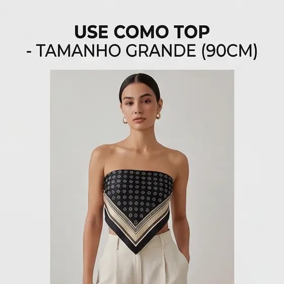 Lenço Feminino Moderno de Cabelo e Pescoço em Seda e Cetim 90x90 - Multiuso e Moda de Luxo