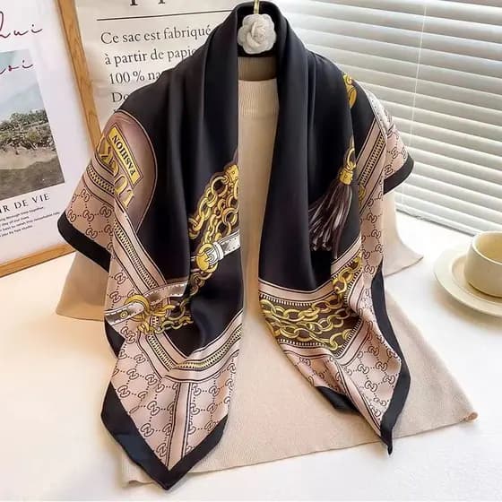 Senhoras Versão Coreana  CORRENTE  Cetim 90cm *90 CM Crande Lenço Quadrado Lenço De Seda LEnço