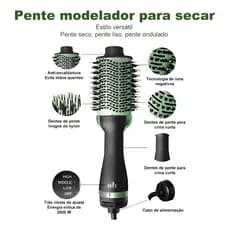 Escova Secadora Alisadora 3 Temperaturas Eletrica 4 Em 1