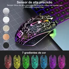 Mouse Sem Fio Bluetooth 2.4g Recarregável, 7 cores, Rgb, Led, Retroiluminado, Mouse Para Jogos, Ergonômico - 6 Botões