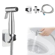Ducha Higiênica Banheiro 100% Metal Completa Cromada Suporte Branco