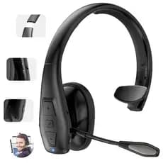 Fone de Ouvido Bluetooth Sem Fio com microfone com cancelamento de ruído e botão de silenciar.
