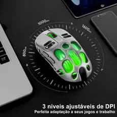Mouse ergonômico sem fio Bluetooth cinza, três modos, Bluetooth 2,4 GHz, adequado para jogos, casa e escritório