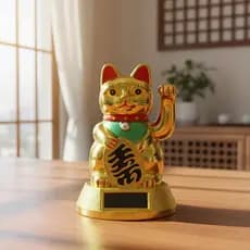 Enfeite Estatueta Neko Gato Da Sorte Branco Japonês Solar 12cm.