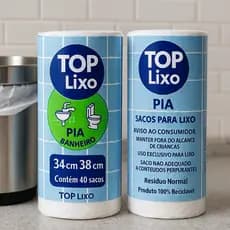 Kit Sacos para Lixo TOP Lixo 34x38cm Branco Pia e Banheiro 40 sacos por rolo 100% reciclável Kits