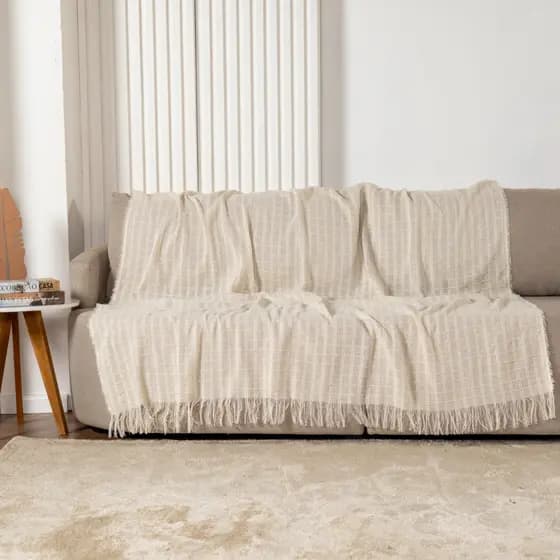 Manta Decorativa Doha 100% Algodão Com Franjas Cama Sofá 1,70x2,40m Variadas Cores