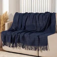 Manta Decorativa Para Sofá Com Franjas 100% Algodão 1,40x1,70m Sala Cama Confortável
