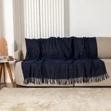 Manta Decorativa Doha Cama Sofá  100% Algodão Com Franjas 1,70x2,40m Variadas Cores