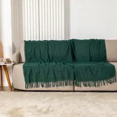 Manta Decorativa 100% Algodão com Franjas 1,70x2,40m Ideal para Sofá Cama Poltrona Diversas Cores