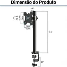 Suporte Para Monitor Brateck LDT66 C012, 17 Pol. a 32 Pol., Preto, LDT66-C012
