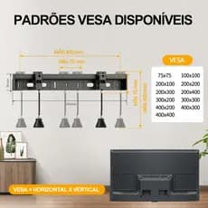 Suporte de parede para TV sem pregos. Não requer furação. Design mecânico com formato irregular, adequado para TVs.