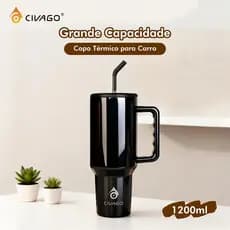 CIVAGO Copo Térmico Aço Inoxidável 1200ml Garrafa Térmica bebida gelada Grande para Carro com Tampa e Canudo de Silicone
