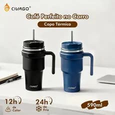 Copo Térmico de Aço Inoxidável 590ml bebida gelada Garrafa Térmica com Tampa Hermética e Canudo tumbler stainless