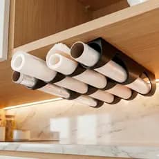 Suporte para Rolos de Cozinha Organizador de Armário | Porta Papel Toalha, Filme e Alumínio