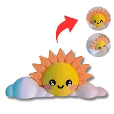 Decoração Sol Sorridente com Nuvem Impressa em 3D Enfeite Infantil
