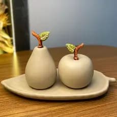 Kit De Maçã Pêra Centro de Mesa - Trio em Cerâmica Decorativo - Conjunto 3 Peças - Cozinha Decorada