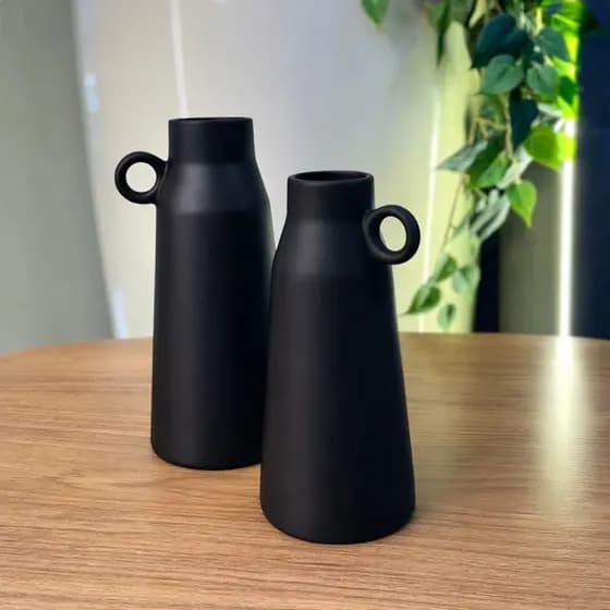 Conjunto de Vasos Decorativos Em Cerâmica - Design Minimalista Com Alça