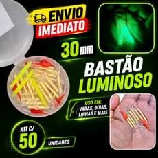 Kit 50 Bastão Luminoso Luz P Boia Vara Linha Pesca Noturna Peixe Anzol Trairá Tucunaré Dourado