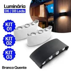 Luminária Arandela Meia Lua 6 Leds 8 Leds Bivolt Parede Externa Interna  Branco Preto