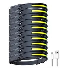 Kit 10 Lanternas de Cabeça Recarregável Led  Alta Potência Prova D'água Para Construção e Vigilância