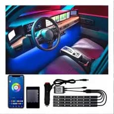 Barras de Led Interno Rgb Automotivo Tuning Neon 7 Cores C/Controle Carro Veículo Iluminação Interna