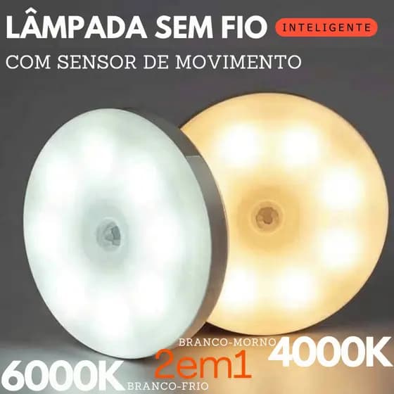 Luminária Led Lâmpada Sem Fio Sensor Presença Automático Inteligente Recarregável USB