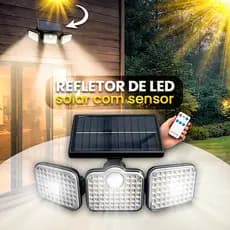 Refletor Solar 128, 122 ou 104 LEDs Sensor de Presença Controle Remoto Branco Frio Luz Branca