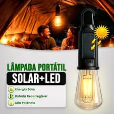 Lâmpada Solar LED Portátil Recarregável USB-C 3 Modos Luz Branco Quente Resistente Água