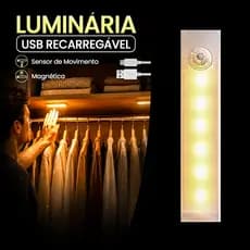 Luminária LED USB Recarregável com Sensor de Movimento Base Magnética Sem Fio