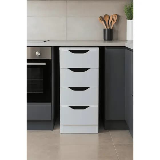 Gaveteiro Multiuso com 4 Gavetas Branco/Preto/Mel – Para Cozinha, Quarto e Escritório