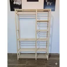 Estrutura Closet Pinus 5 Prateleiras com Cabideiro de Roupas