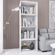 Estante Organizador Livreiro Prateleira Guarda Livros Armário Para Sala Quarto Escritório Gold 2 Módulos - Branco