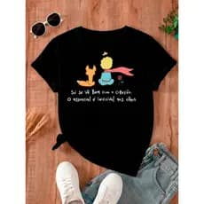 Camiseta Camisa Algodão Estampada Meu Pequeno Príncipe Essencial é Invisível Aos Olhos Moda 2025 2026