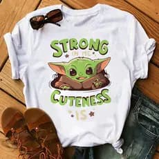 Camiseta Camisa Algodão Gola Redonda De Manga Curta Algodão T-shirt Mestre Yoda Fofo Cute Filmes Series Star Wars Lilo S