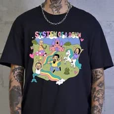Camisa Camiseta System Of A Down Fofo Banda de Rock Unissex 100% Algodão