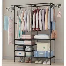 Guarda Portatil Multifuncional Desmontavel Arara De Roupa Cabideiro Chão Sapateira Rack Organizador Multiuso