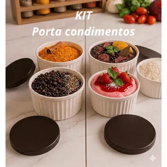 Kit Potes Herméticos 70 / 110 ML temperos alimentos tampa pote organizador buffet plástico