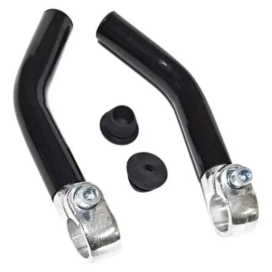 Par Bar Ends Apoio Guidao Mtb Alumínio Curvo 130mm Cor Preto Preto