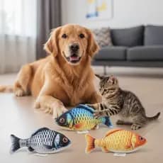 Brinquedo Pelúcia Peixe Elétrico com Movimento para Gatos 26cm Interativo USB