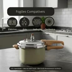 Panela De Pressão Max Chef Wood 4,2l Para Indução, Design Wood  Verde Acizentado