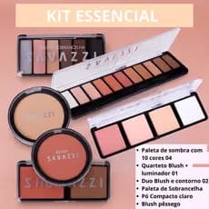 Kit Maquiagem Completo 6 unidades Sombra, Blush, Iluminador, Pó Compacto, Contorno