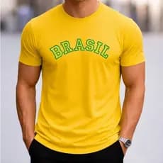Camiseta Masculina 100% Algodão Premium Brasil Seleção Futebol Copa Hexa